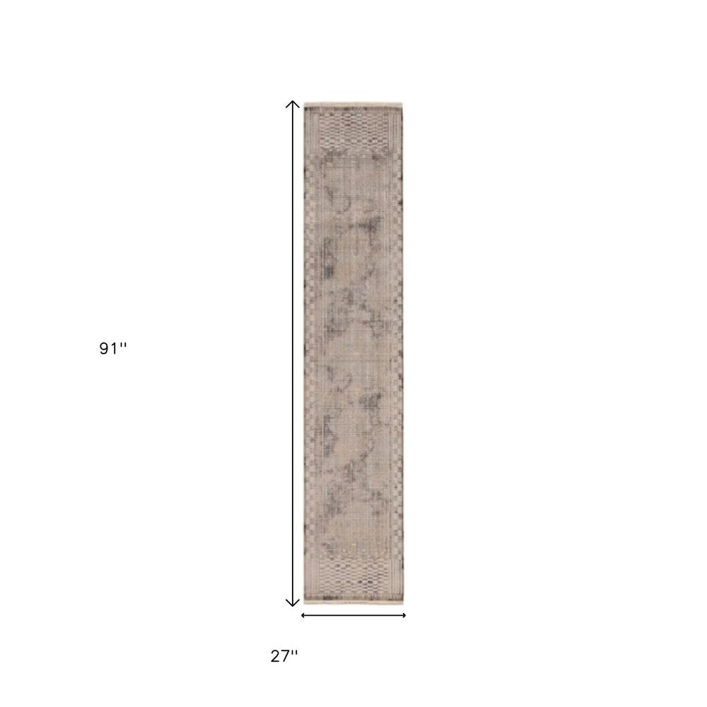 8' Beige And Brown Abstract Round Rug