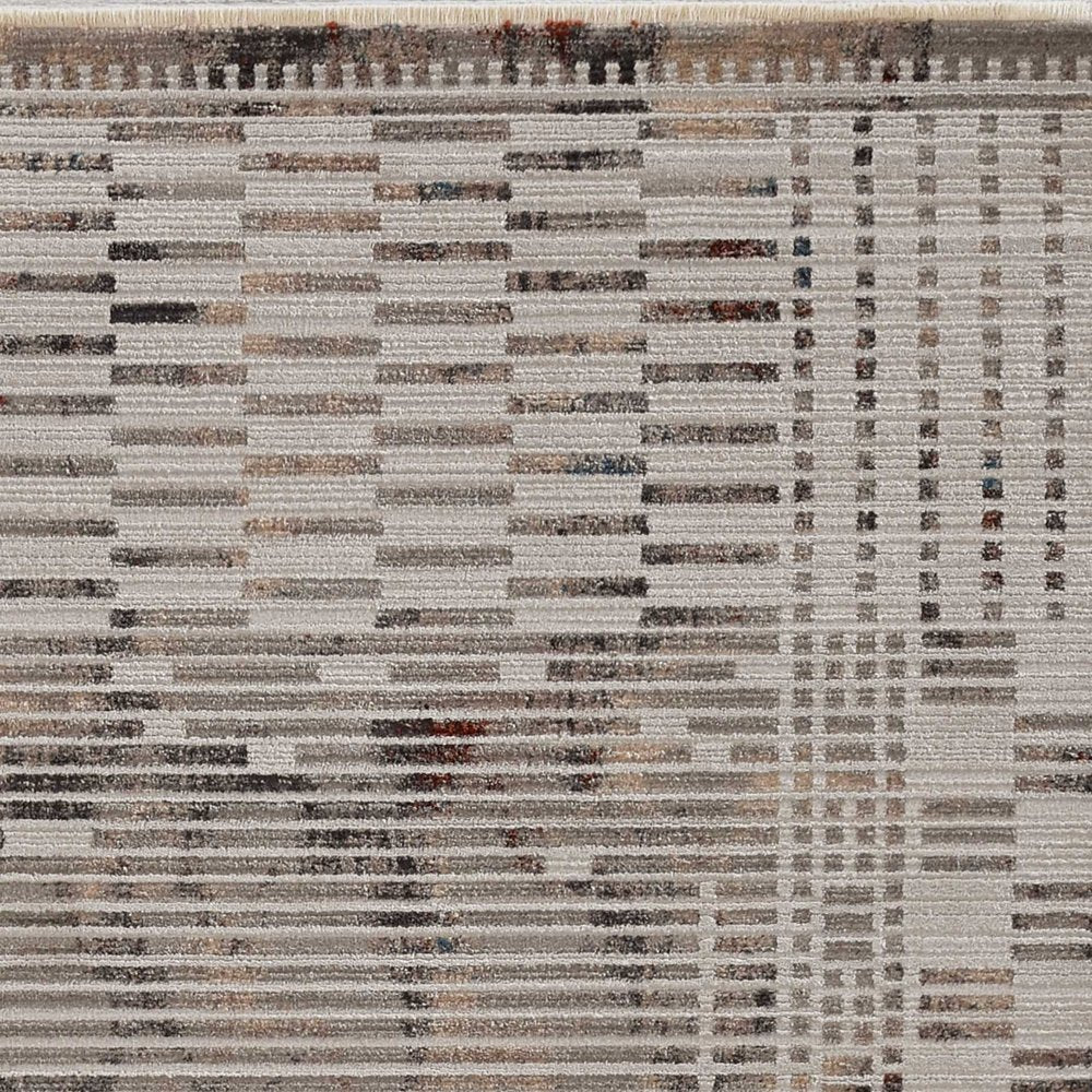 8' Beige And Brown Abstract Round Rug