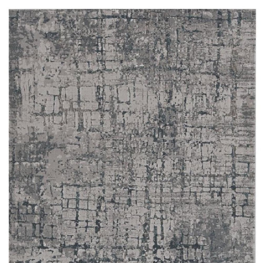 10' X 13' Gray and Ivory Abstract Area Rug