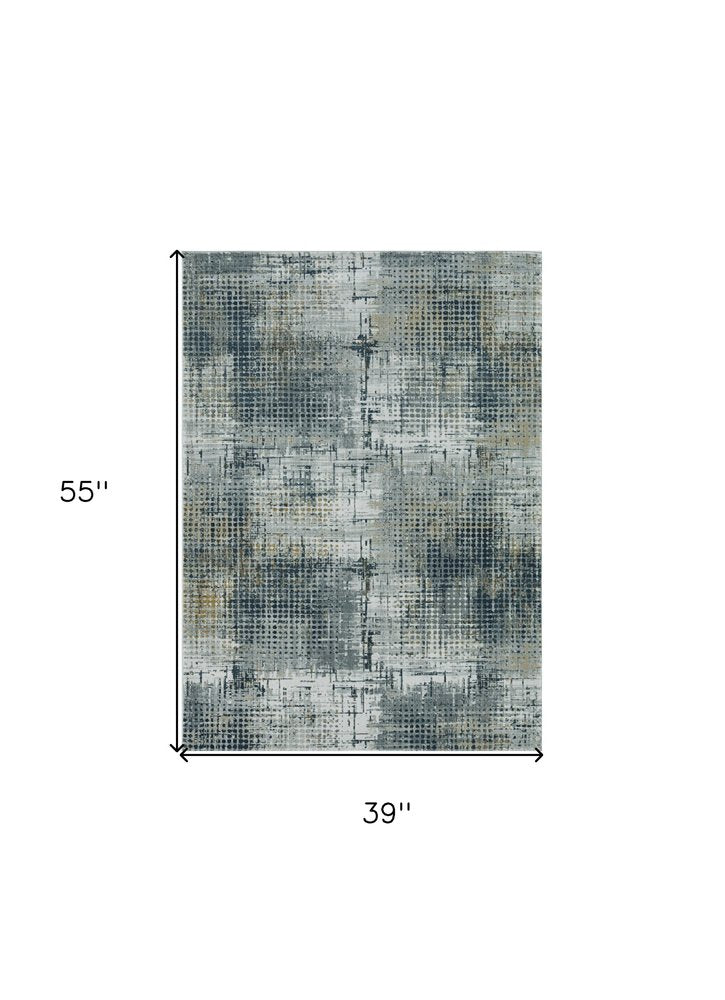 8' X 11' Ivory And Gray Abstract Area Rug