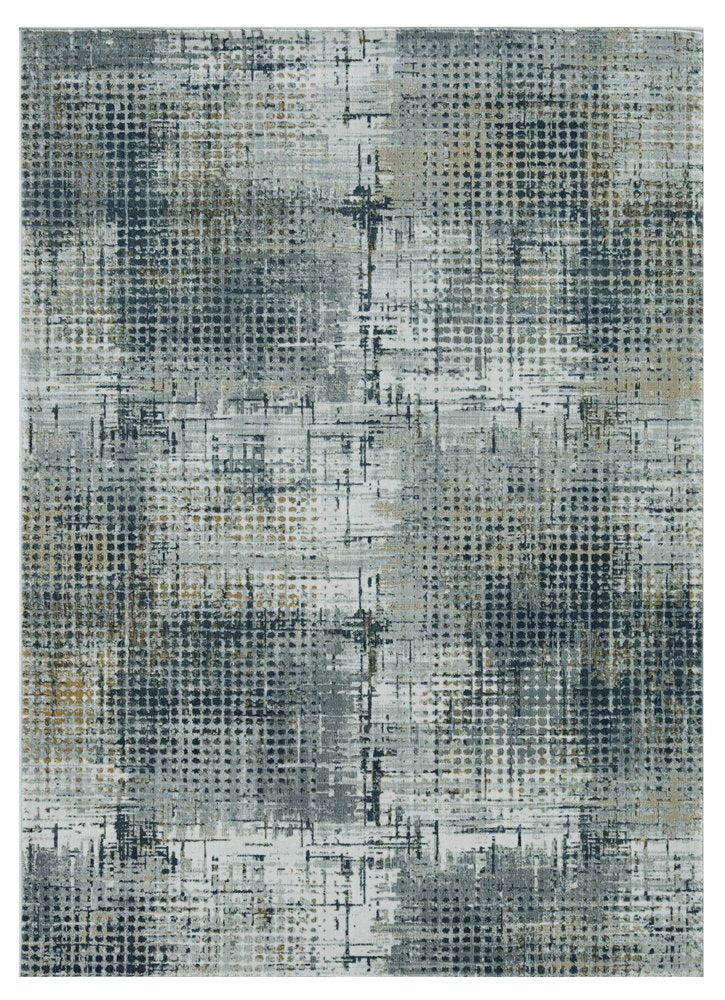 8' X 11' Ivory And Gray Abstract Area Rug