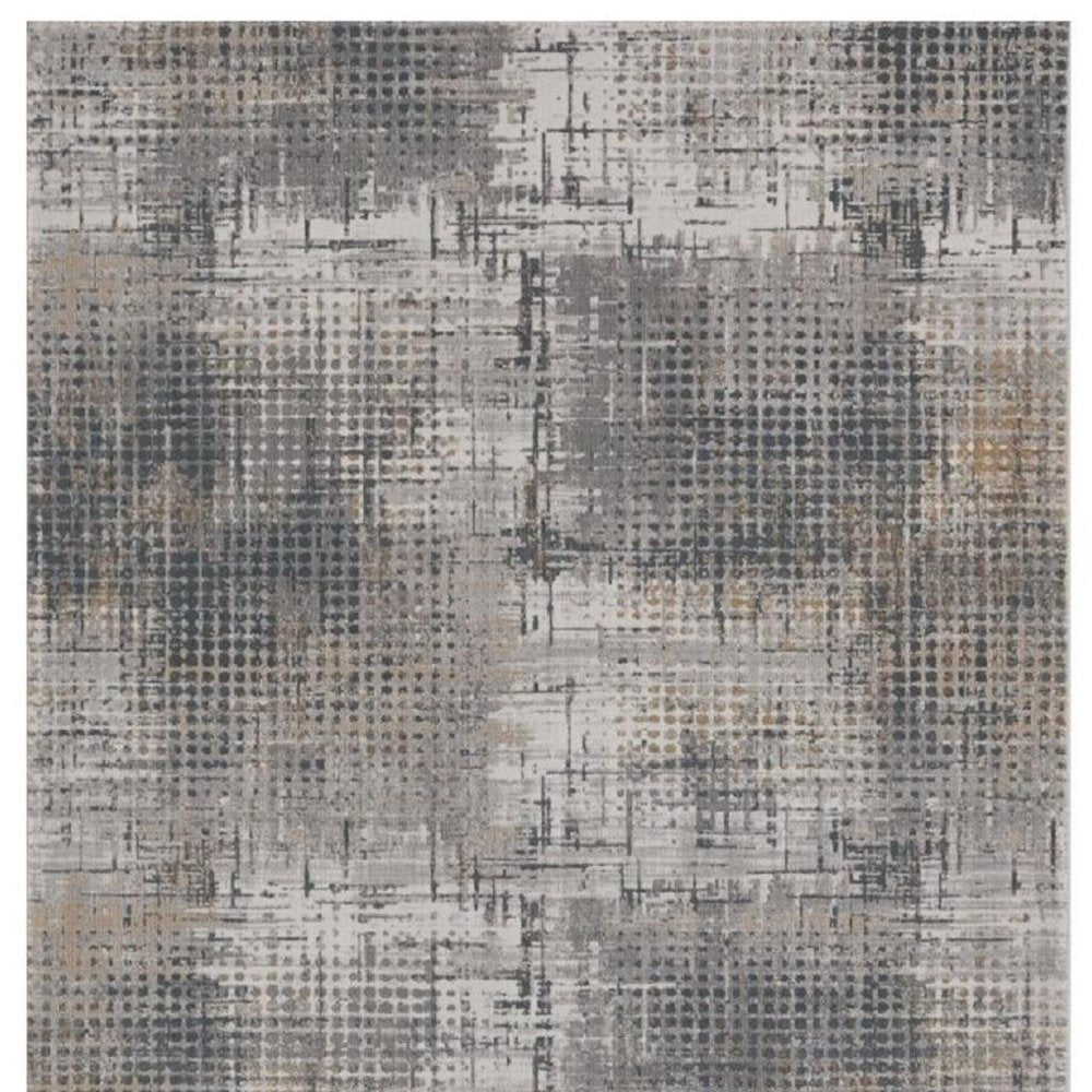 8' X 11' Ivory And Gray Abstract Area Rug