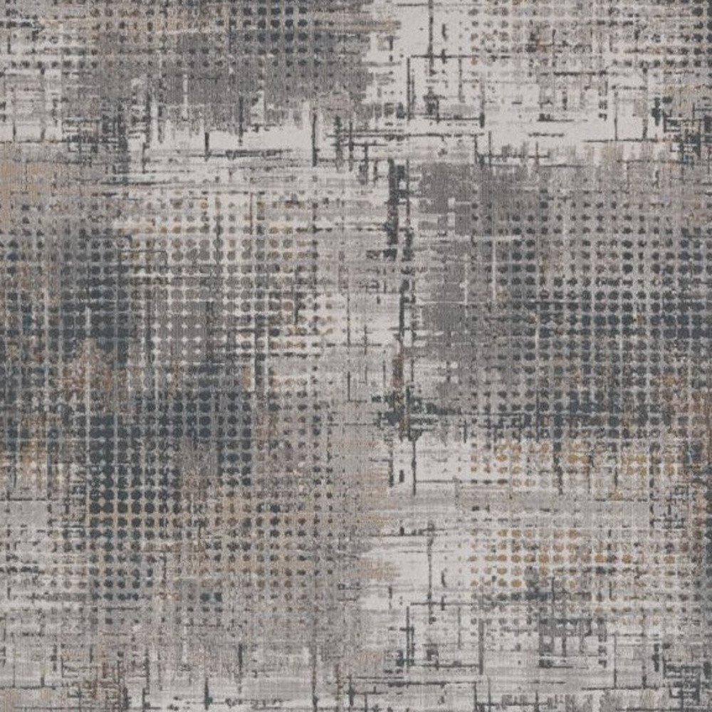8' X 11' Ivory And Gray Abstract Area Rug