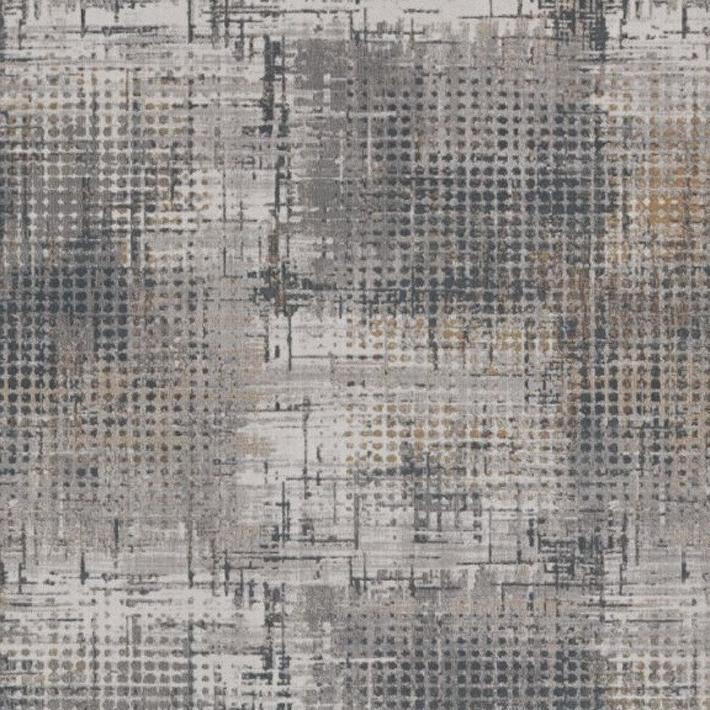 8' X 11' Ivory And Gray Abstract Area Rug
