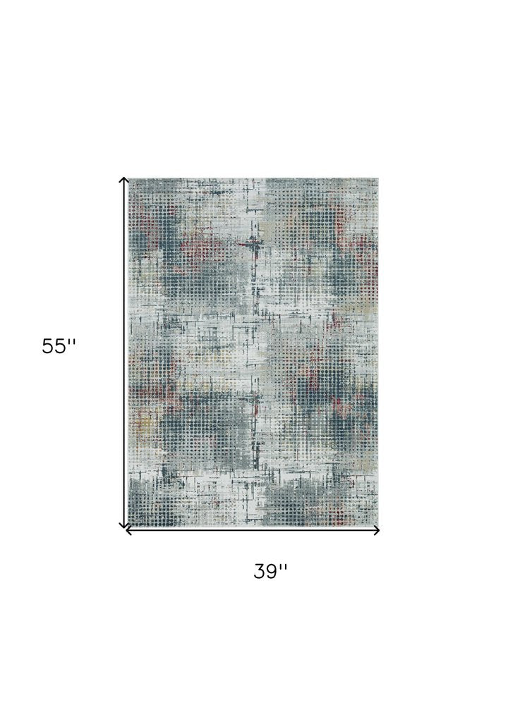 8' X 11' Ivory Gray And Gold Abstract Area Rug
