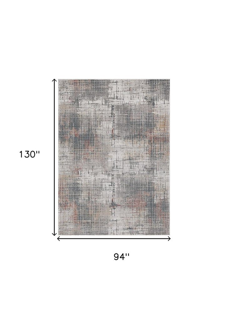 8' X 11' Ivory Gray And Gold Abstract Area Rug