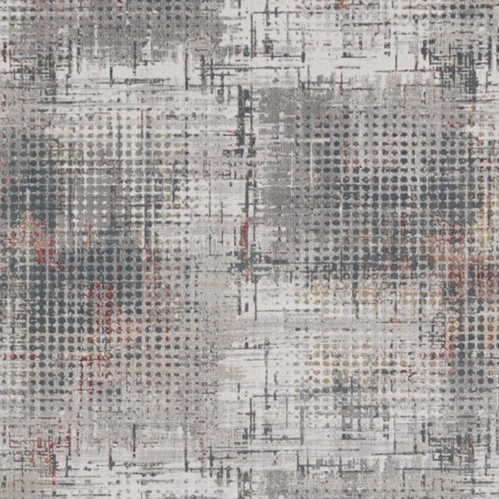 8' X 11' Ivory Gray And Gold Abstract Area Rug