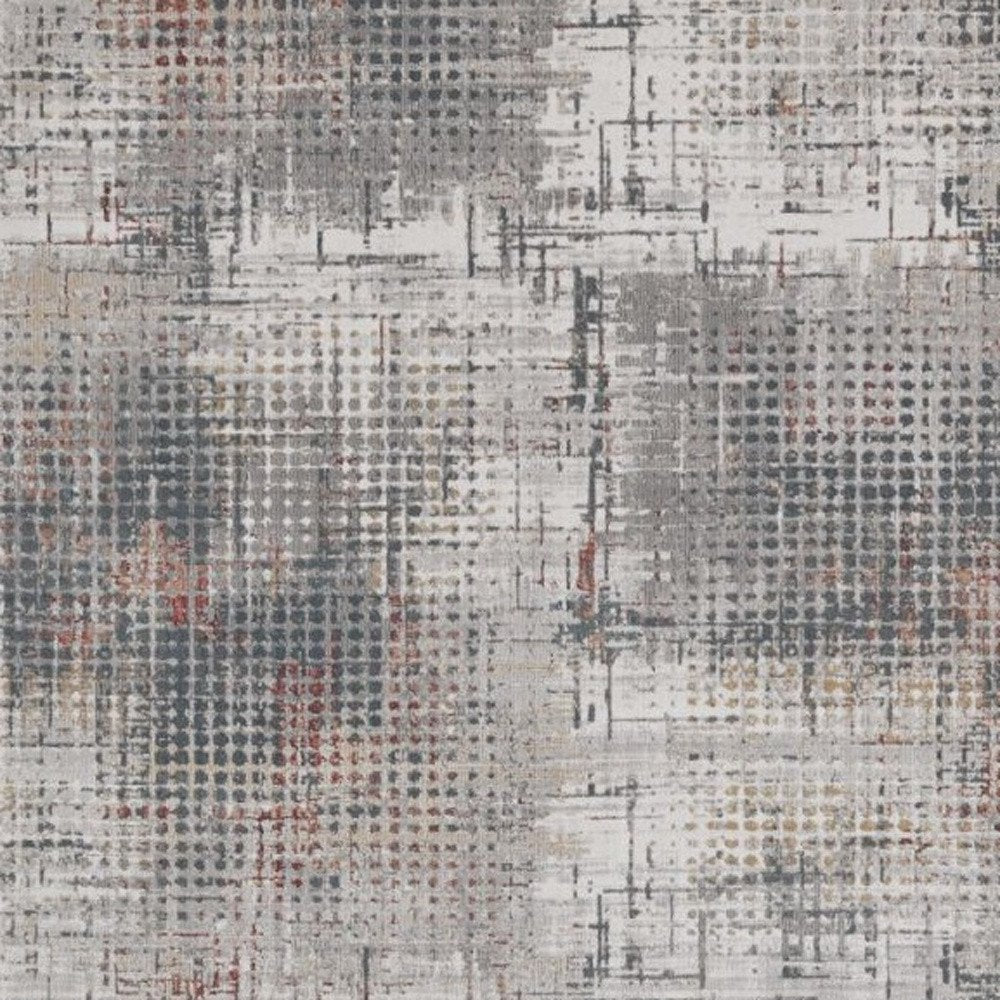 8' X 11' Ivory Gray And Gold Abstract Area Rug