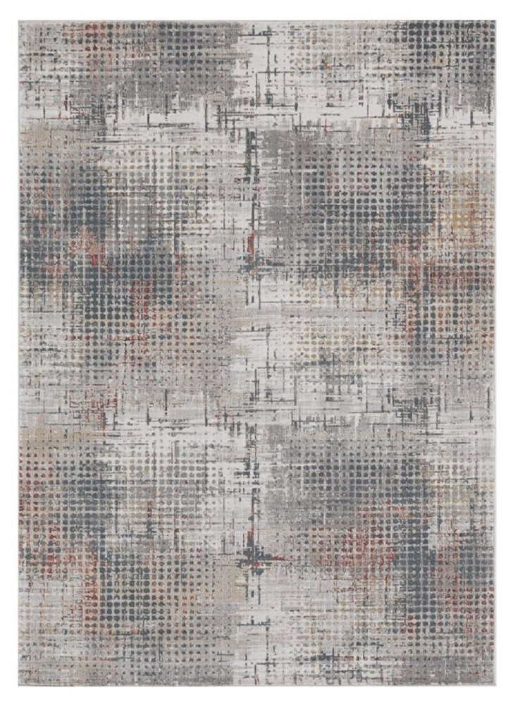 8' X 11' Ivory Gray And Gold Abstract Area Rug