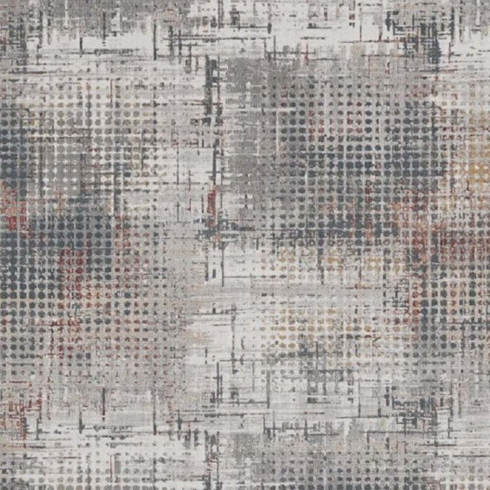 8' X 11' Ivory Gray And Gold Abstract Area Rug