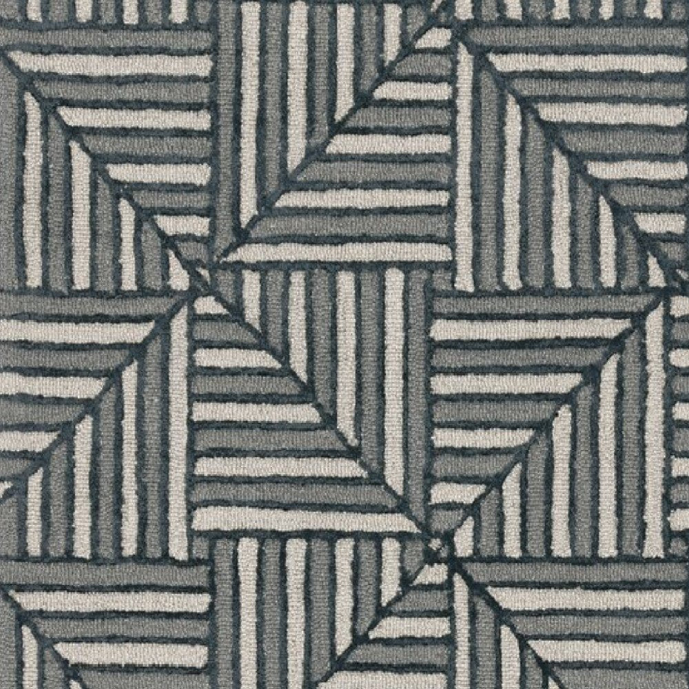 9' X 13' Beige and Charcoal Wool Geometric Hand Tufted Area Rug