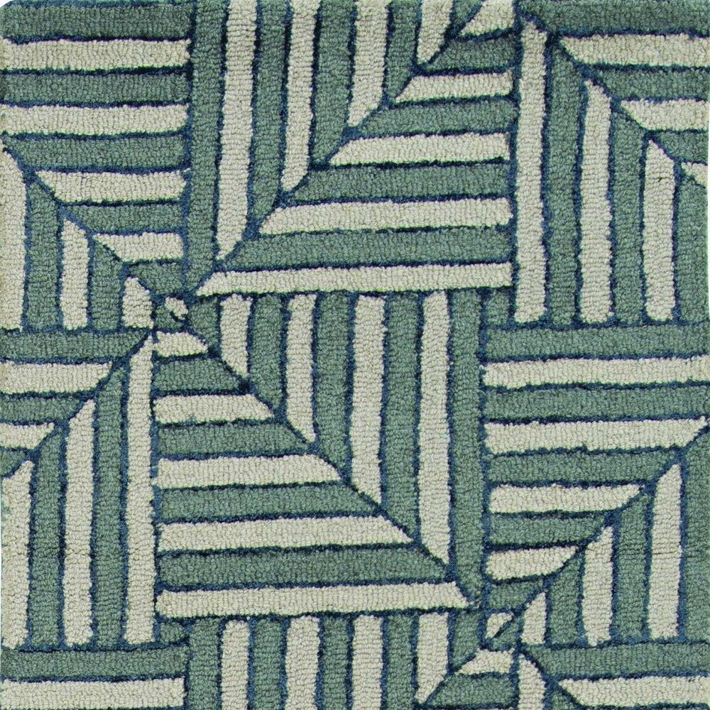 9' X 13' Beige and Charcoal Wool Geometric Hand Tufted Area Rug