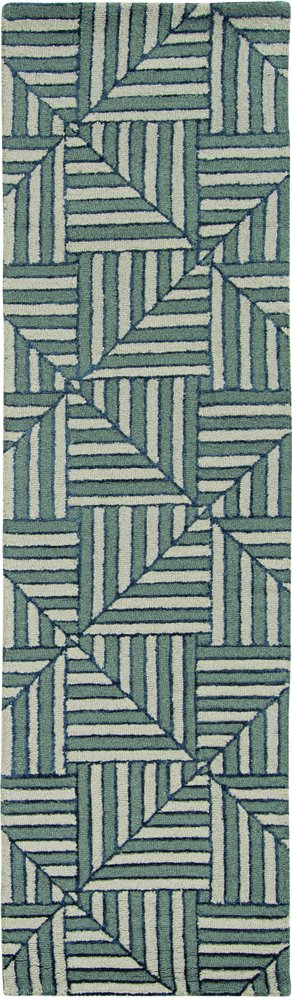 9' X 13' Beige and Charcoal Wool Geometric Hand Tufted Area Rug