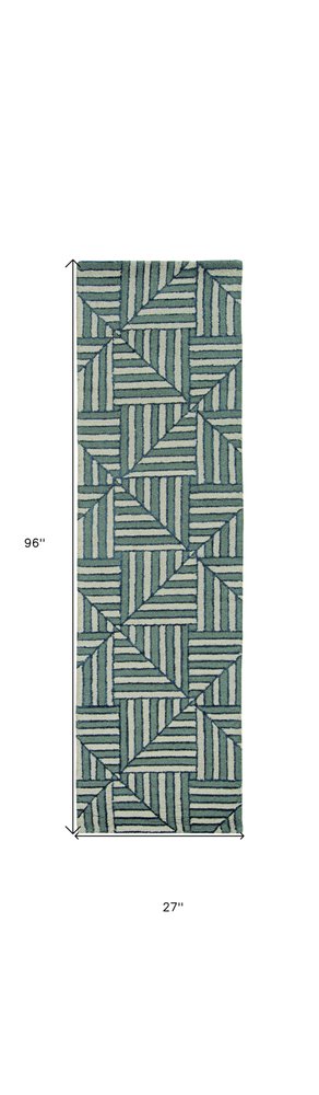 9' X 13' Beige and Charcoal Wool Geometric Hand Tufted Area Rug