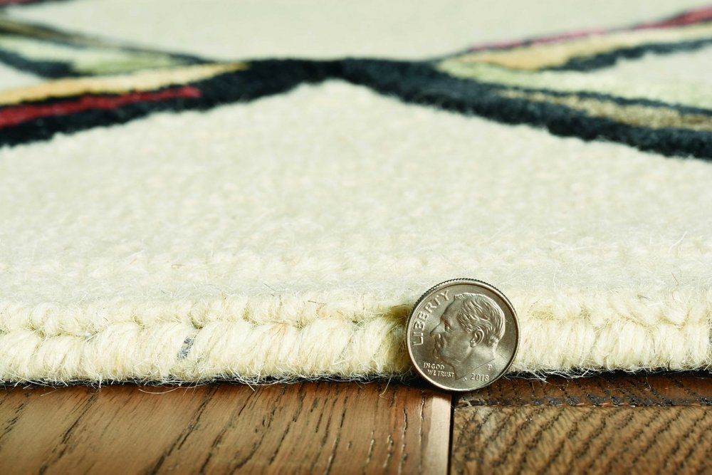 8' Beige Rust And Gold Wool Geometric Hand Tufted Runner Rug