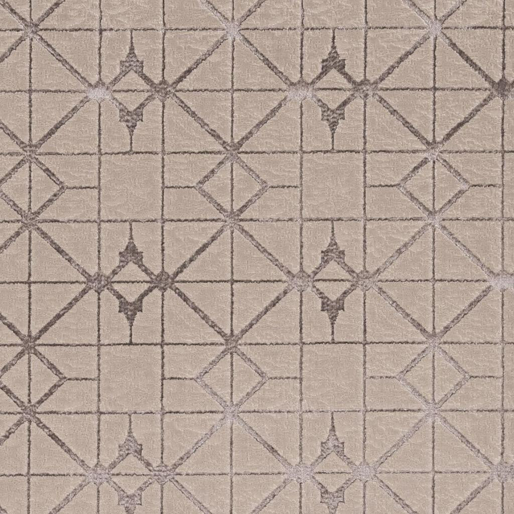 7' X 10' Ivory And Brown Geometric Area Rug