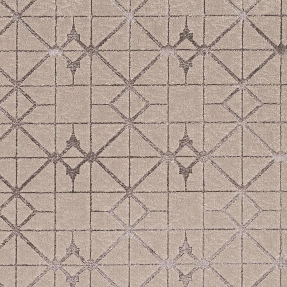 7' X 10' Ivory And Brown Geometric Area Rug