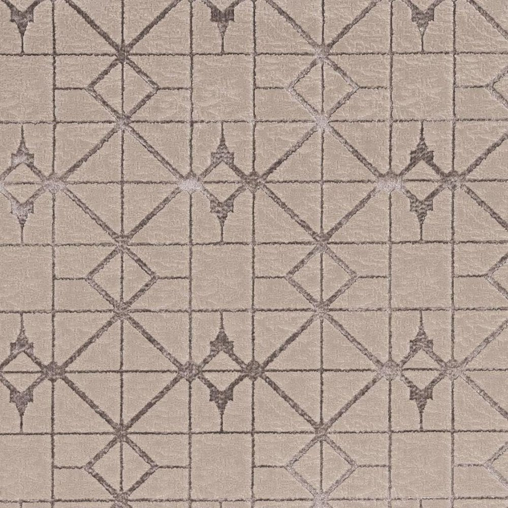 7' X 10' Ivory And Brown Geometric Area Rug