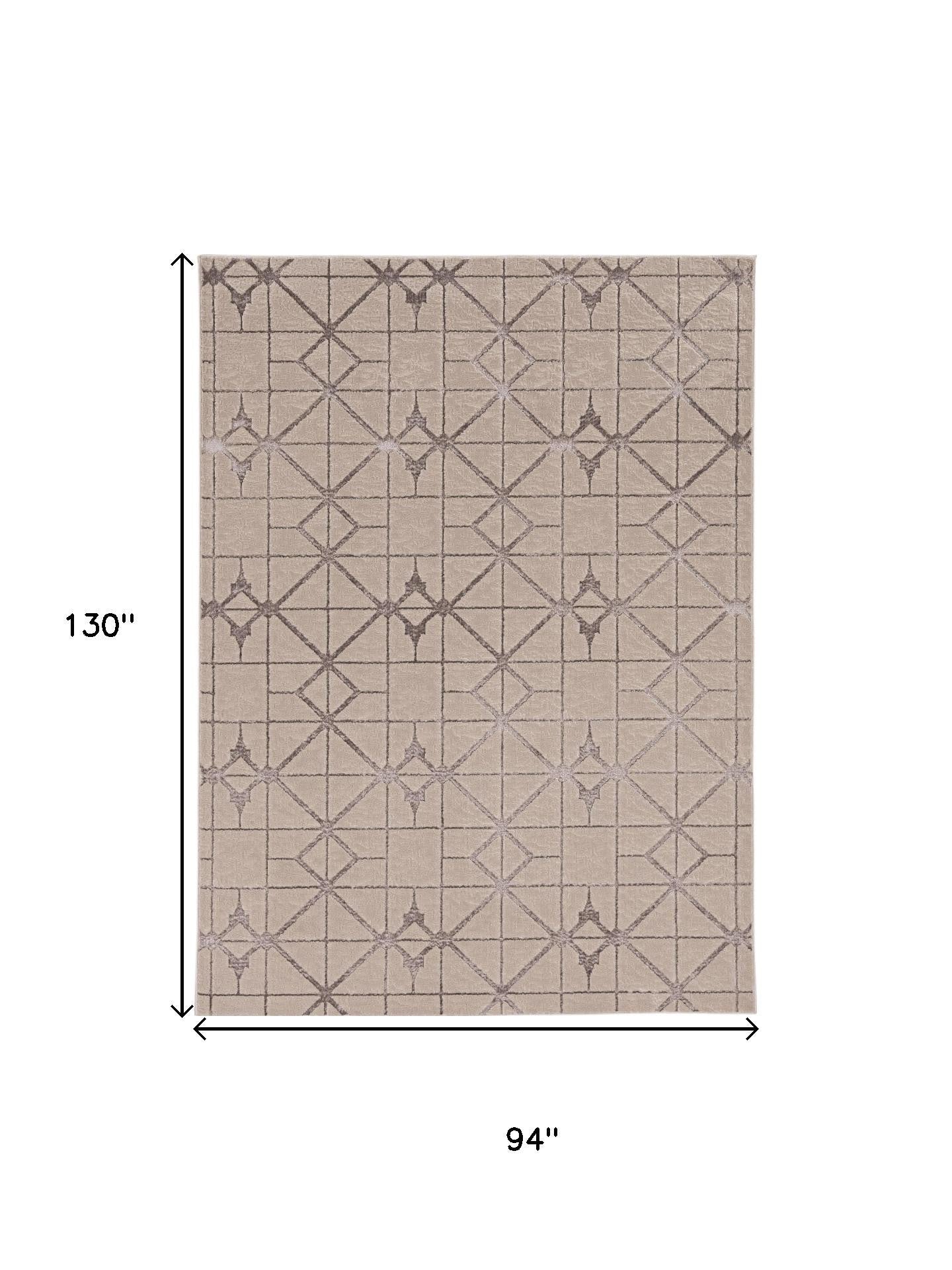 7' X 10' Ivory And Brown Geometric Area Rug