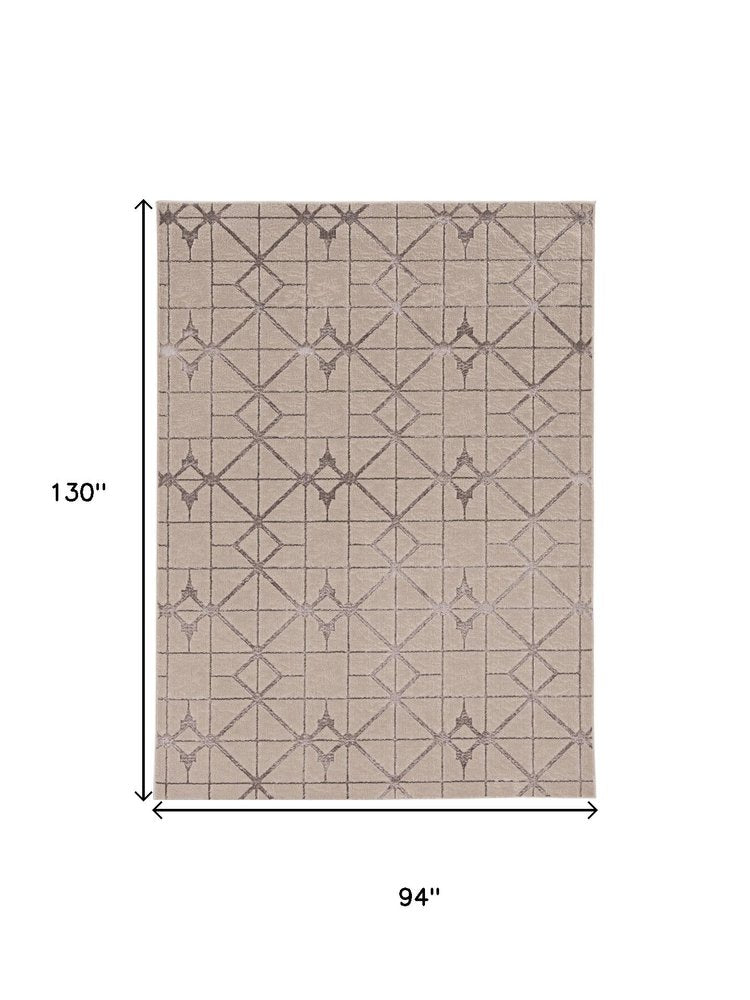 7' X 10' Ivory And Brown Geometric Area Rug
