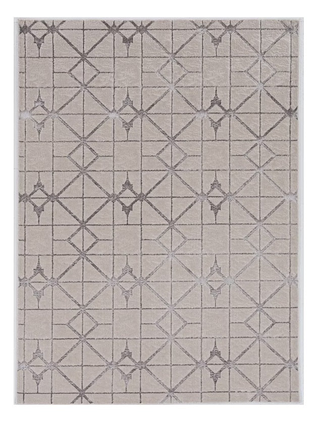 3' X 5' Gray and Ivory Geometric Area Rug