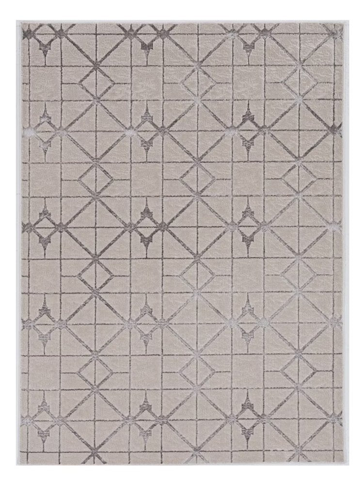 7' X 10' Ivory And Brown Geometric Area Rug