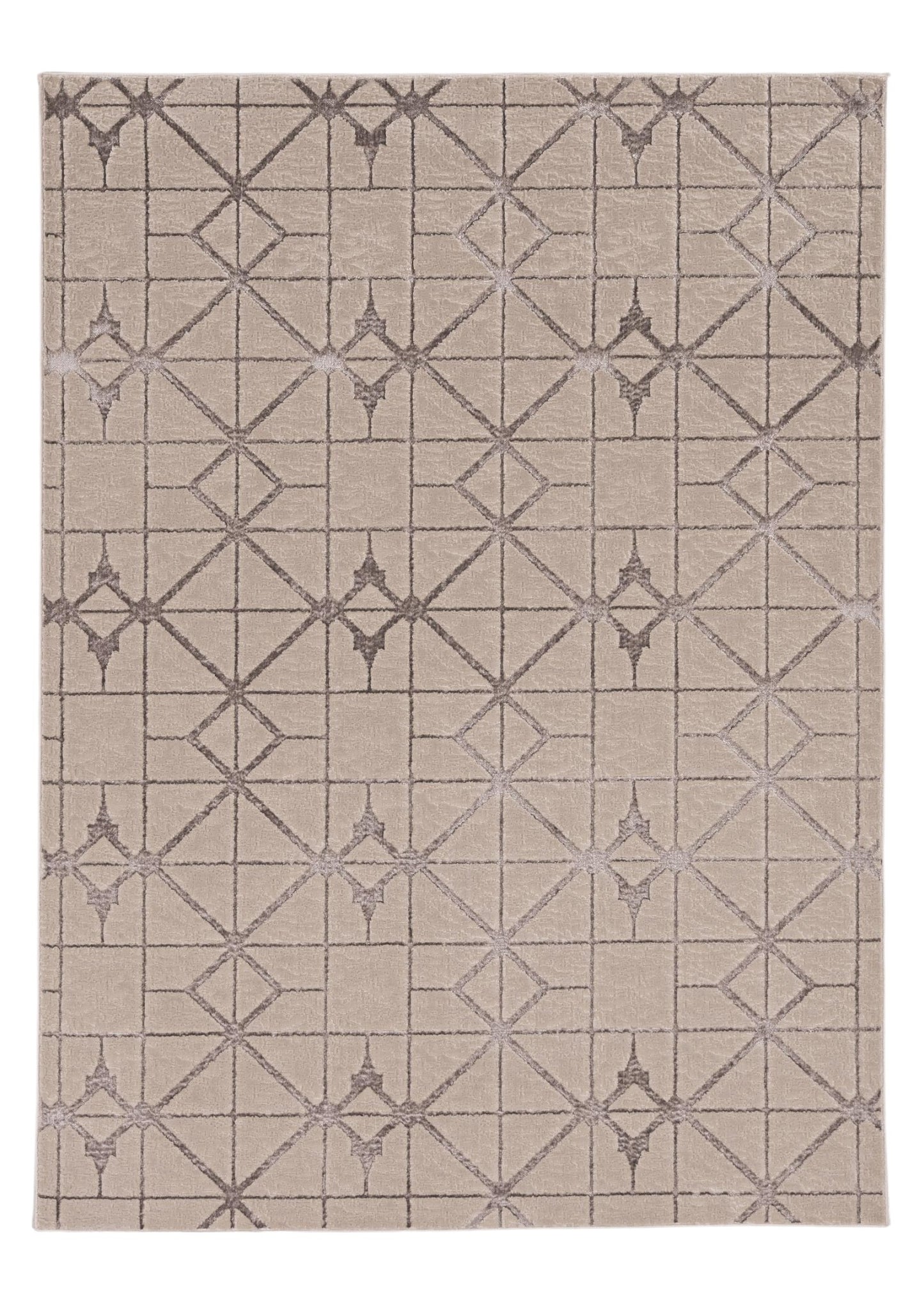 7' X 10' Ivory And Brown Geometric Area Rug