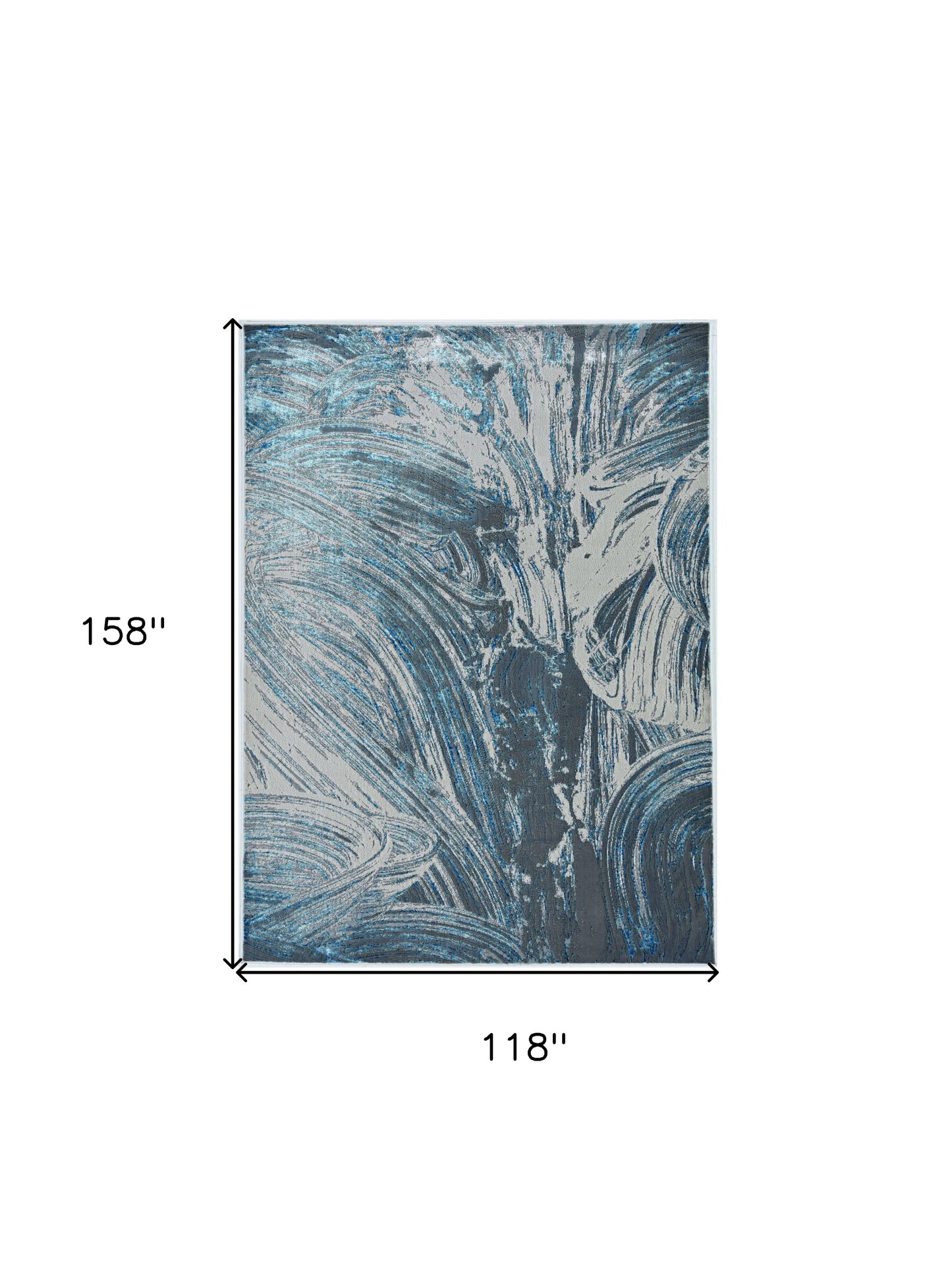 3' X 5' Silver Or Blue Abstract Brushstrokes Area Rug