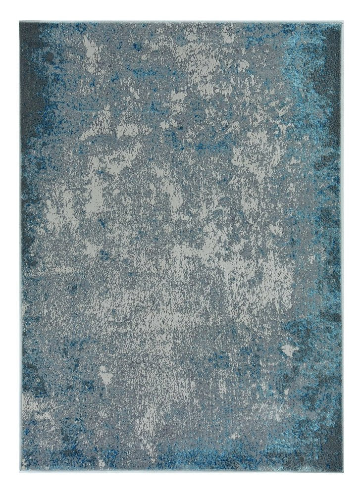 3' X 5' Blue and Silver Abstract Area Rug