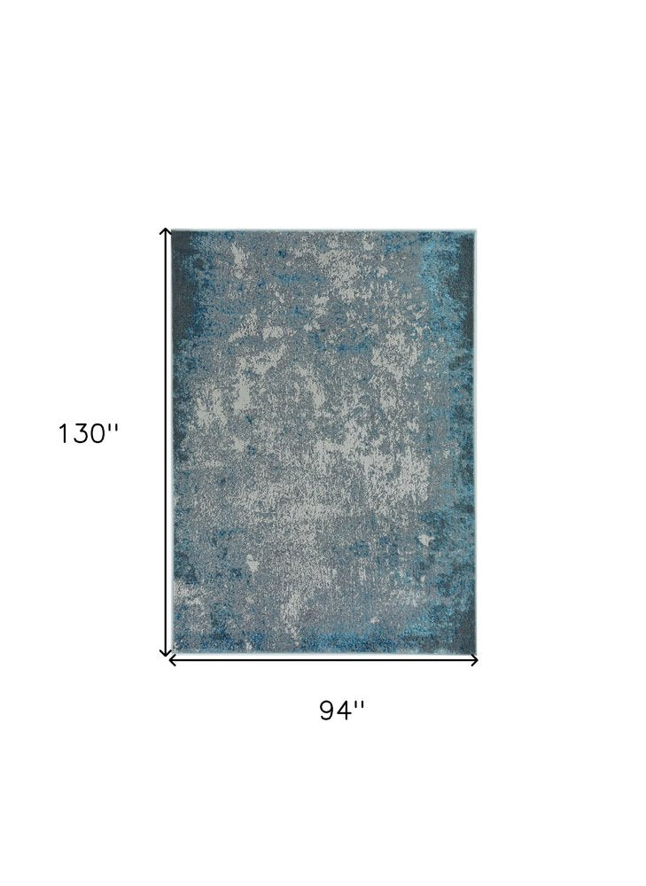 3' X 5' Blue and Silver Abstract Area Rug