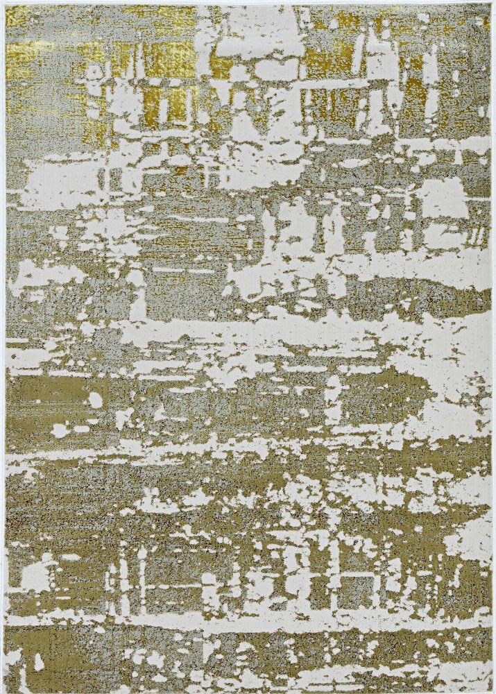 8' X 11' Ivory Taupe And Gold Abstract Area Rug