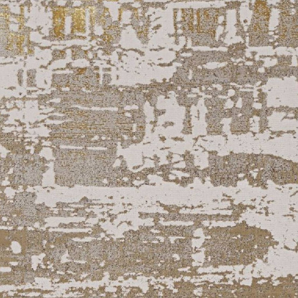 8' X 11' Ivory Taupe And Gold Abstract Area Rug
