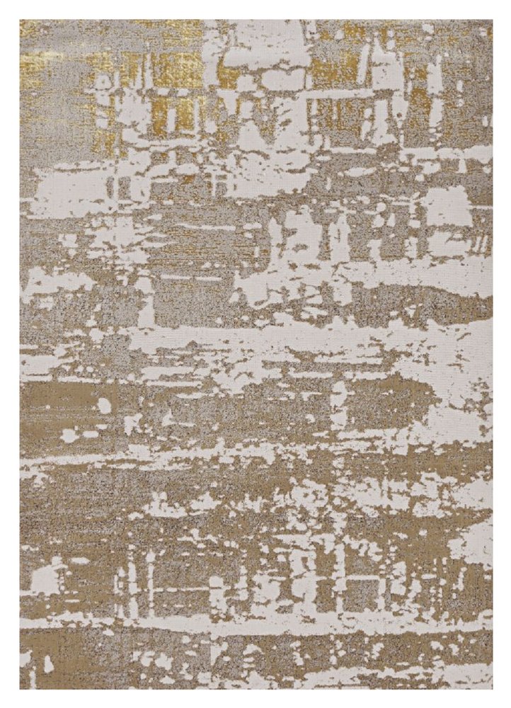 8' X 11' Ivory Taupe And Gold Abstract Area Rug