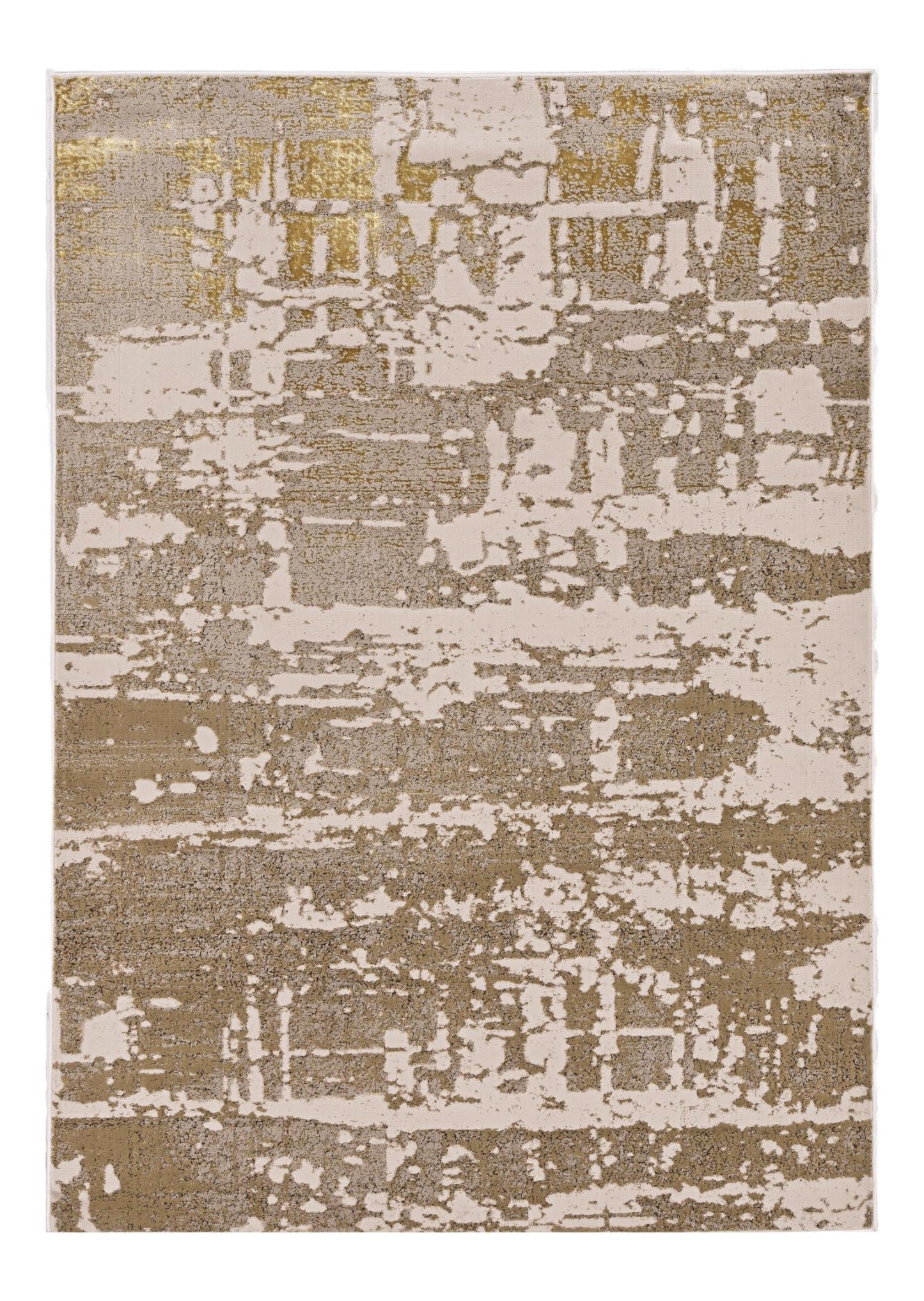 8' X 11' Ivory Taupe And Gold Abstract Area Rug
