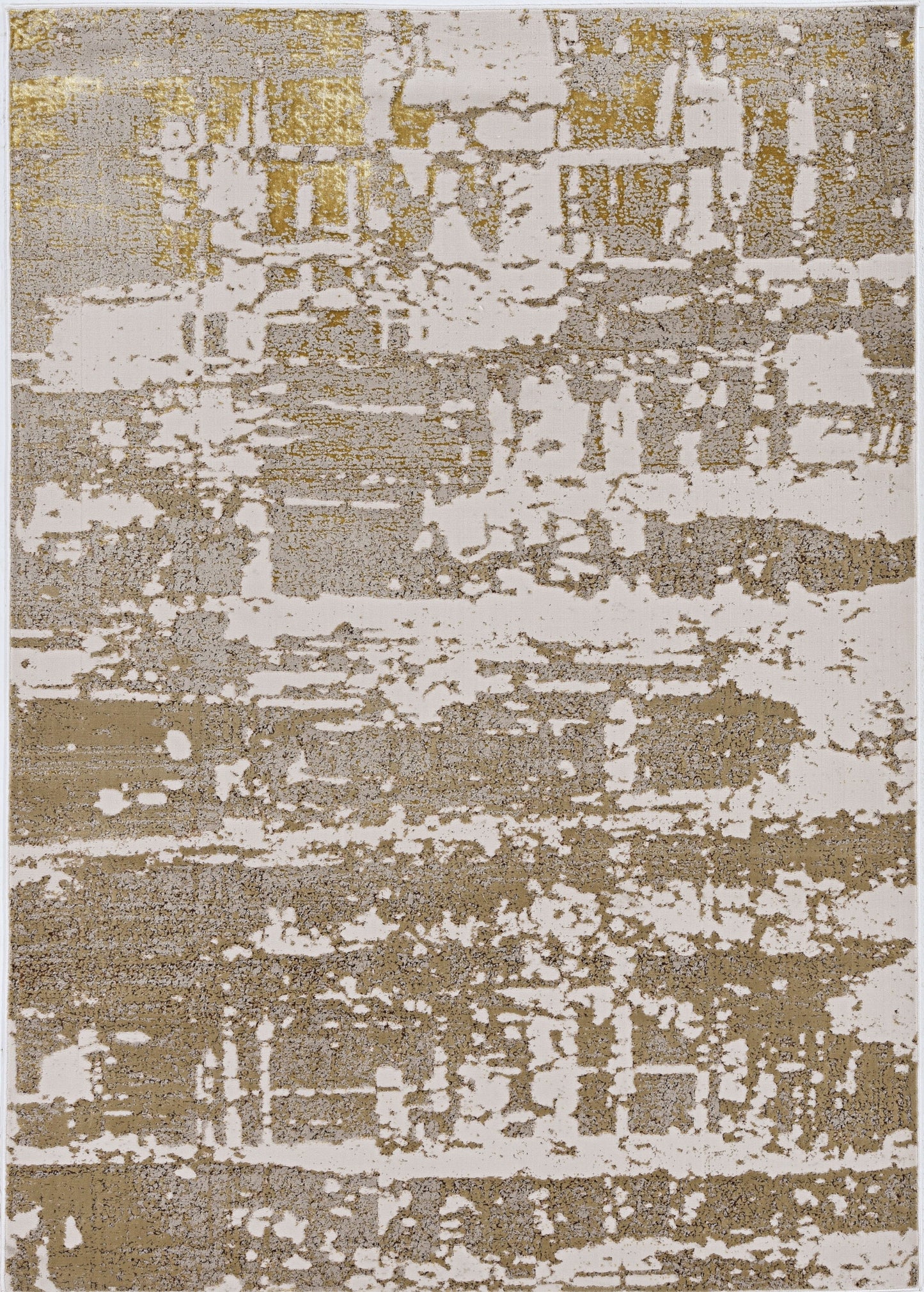 8' X 11' Ivory Taupe And Gold Abstract Area Rug