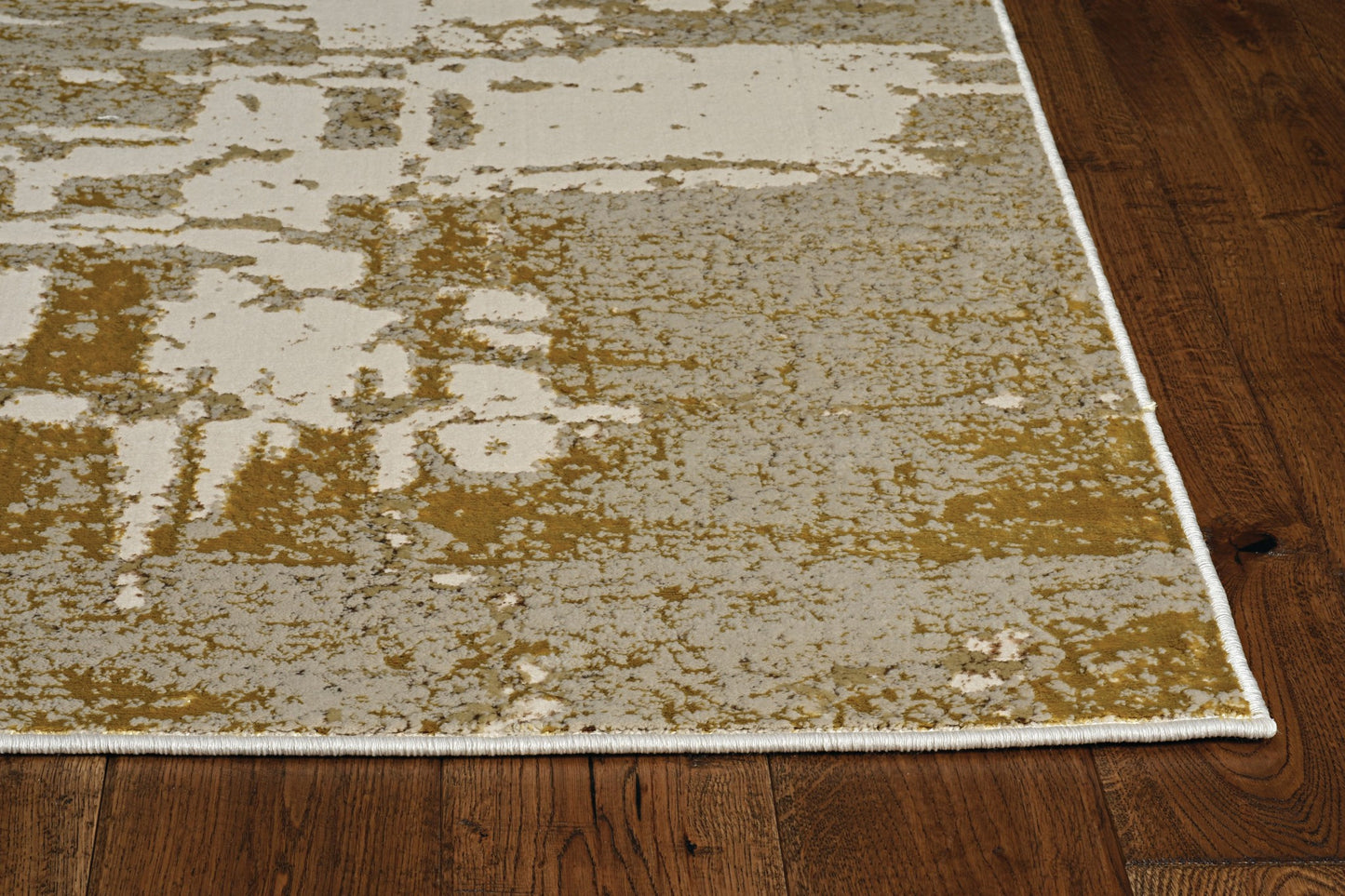 8' X 11' Ivory Taupe And Gold Abstract Area Rug
