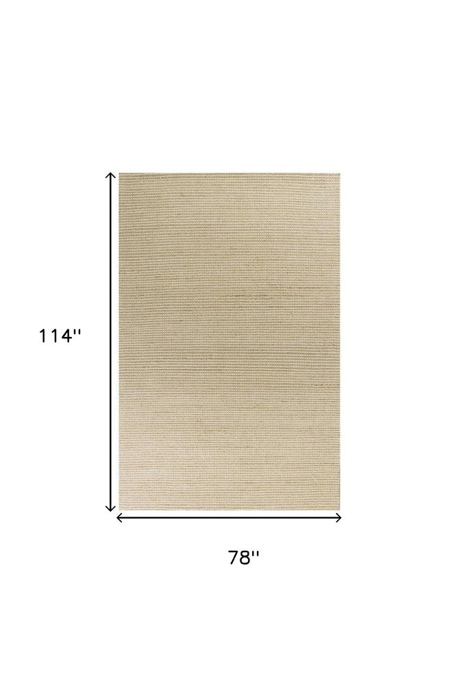 7' X 10' Tan and Ivory Wool Hand Woven Area Rug