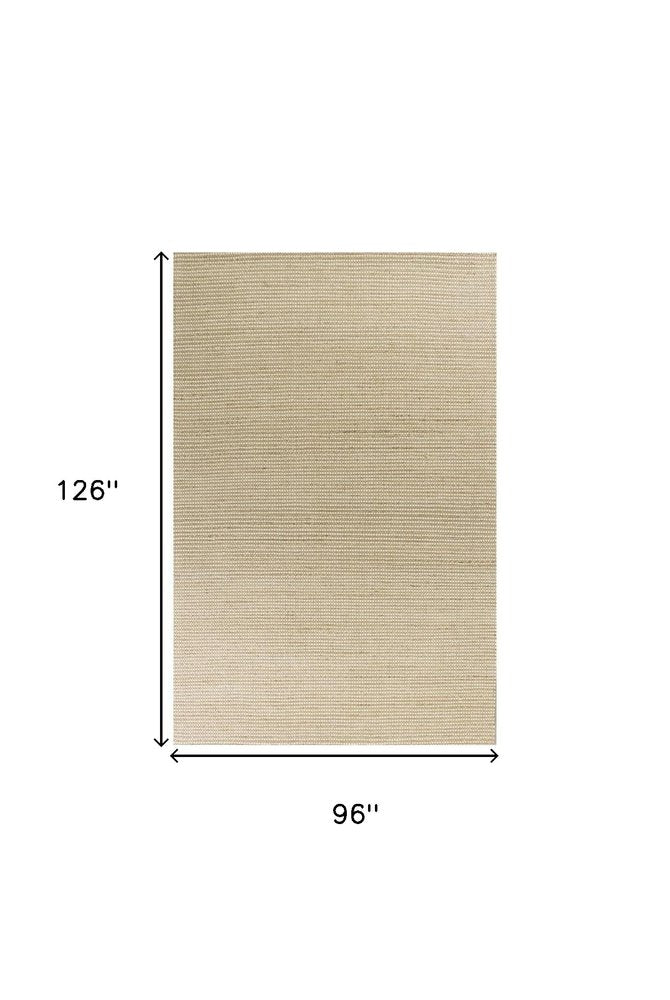 7' X 10' Tan and Ivory Wool Hand Woven Area Rug