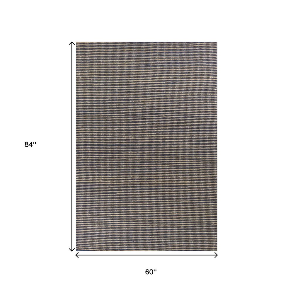 8' X 11' Blue And Beige Abstract Hand Woven Area Rug