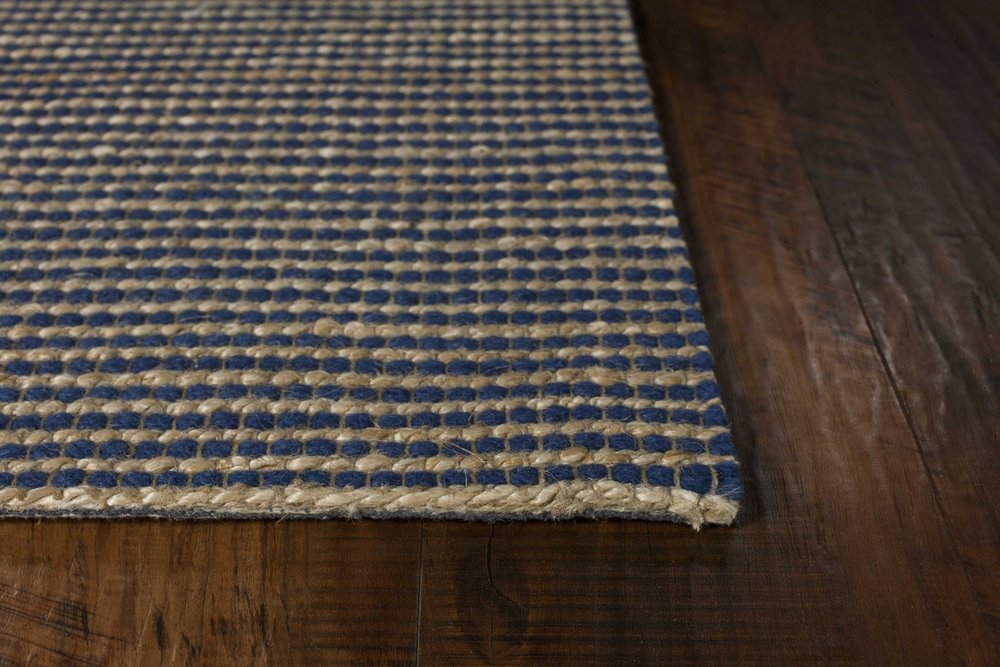 8' X 11' Blue And Beige Abstract Hand Woven Area Rug