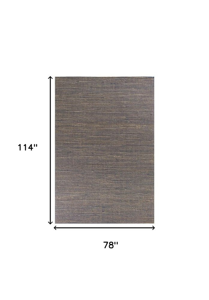 8' X 11' Blue And Beige Abstract Hand Woven Area Rug