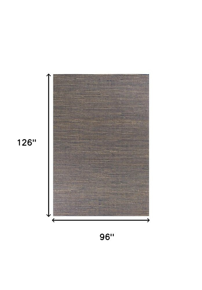 8' X 11' Blue And Beige Abstract Hand Woven Area Rug