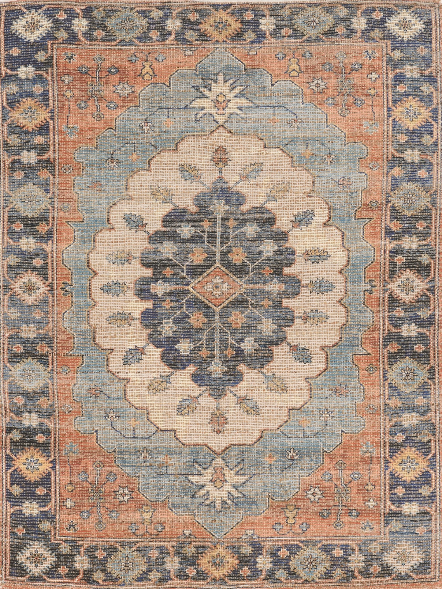 3' X 5' Blue Medallion Hand Woven Area Rug