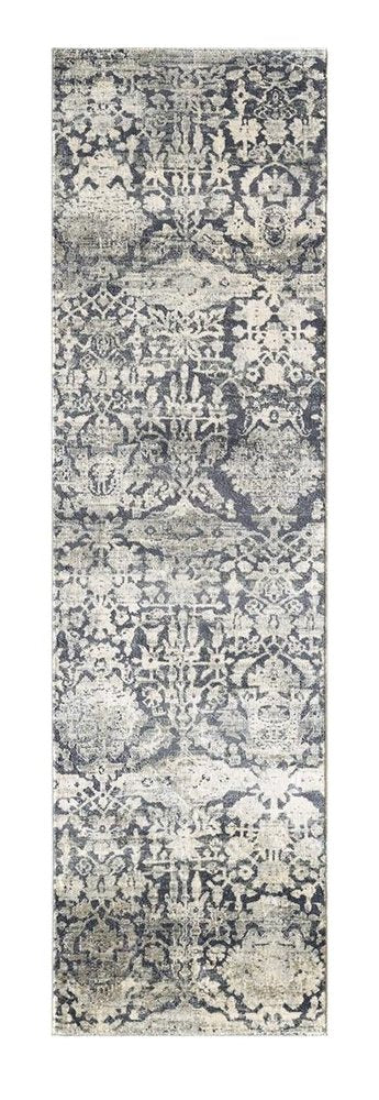 3' X 5' Gray And Ivory Floral Medallion Area Rug