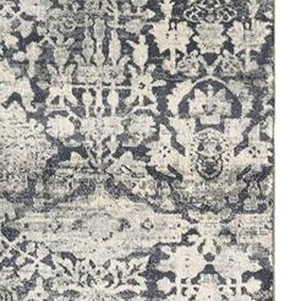 3' X 5' Gray And Ivory Floral Medallion Area Rug