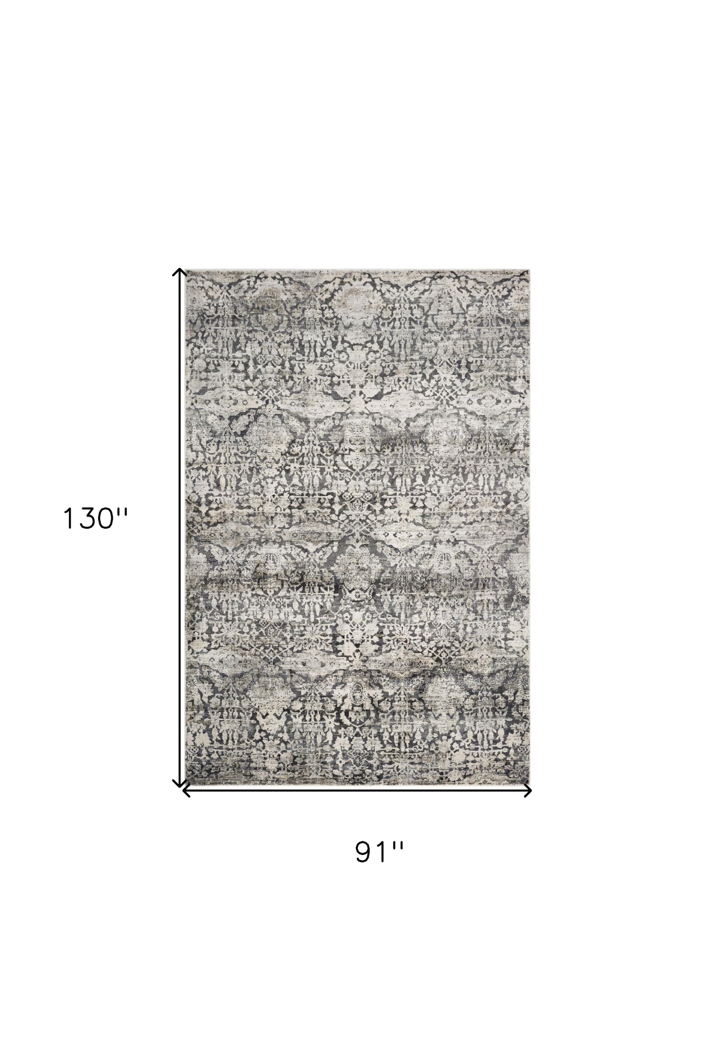 3' X 5' Gray And Ivory Floral Medallion Area Rug