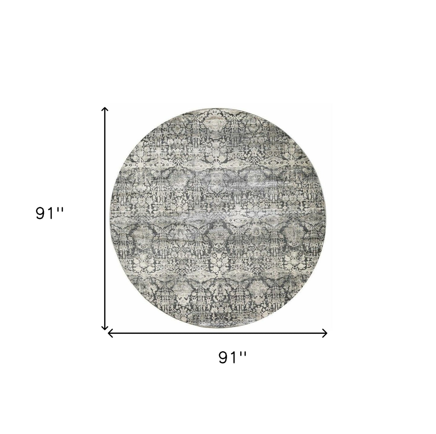 3' X 5' Gray And Ivory Floral Medallion Area Rug