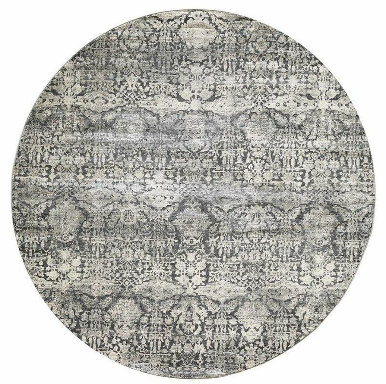 3' X 5' Gray And Ivory Floral Medallion Area Rug