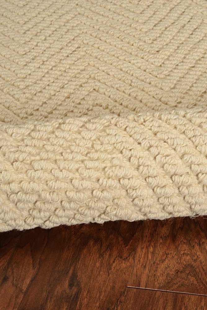 5' X 8' Ivory And Beige Jute Chevron Hand Woven Area Rug