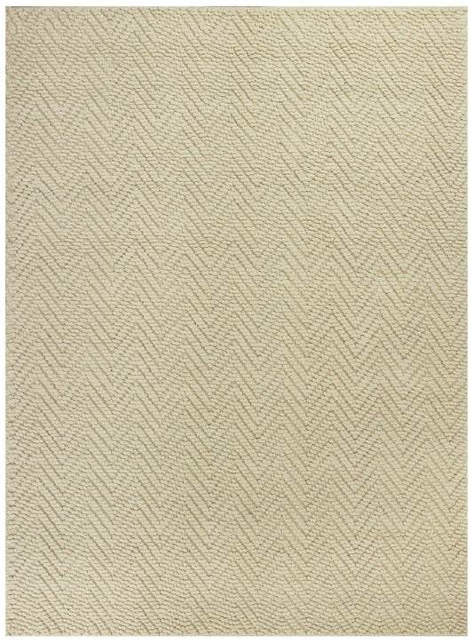 5' X 8' Ivory And Beige Jute Chevron Hand Woven Area Rug